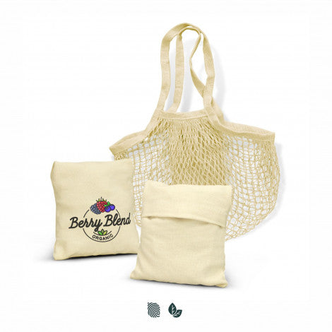 Cotton Mesh Foldaway Tote Bag