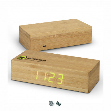 Bamboo Wireless Charging Clock