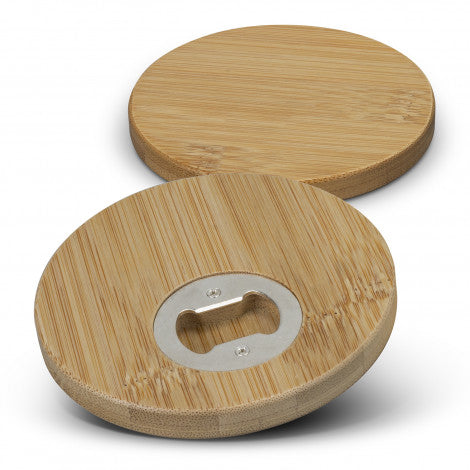 Bamboo Bottle Opener Coaster Set of 2 - Round