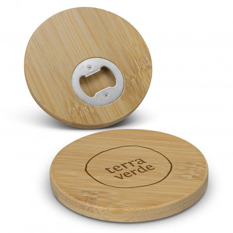 Bamboo Bottle Opener Coaster - Round