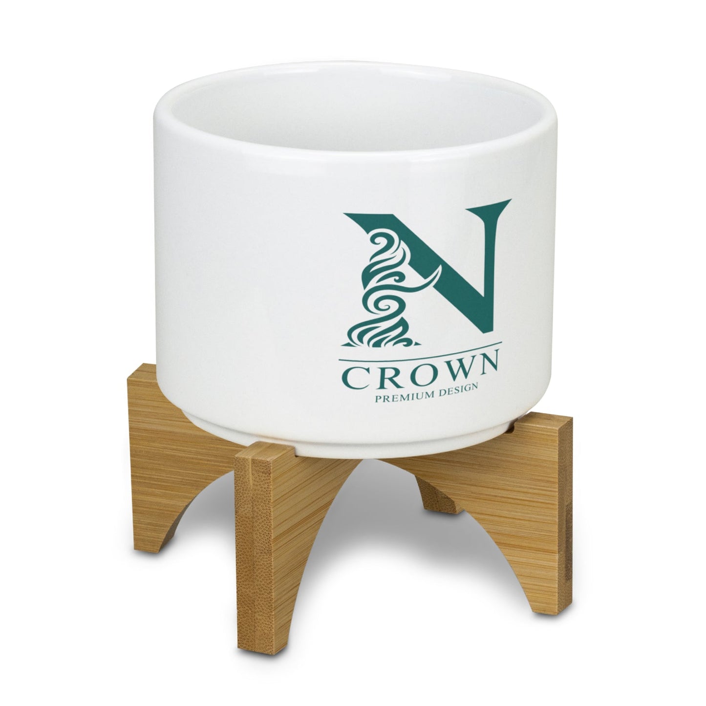 Planter with Bamboo Base- Price Includes printed logo