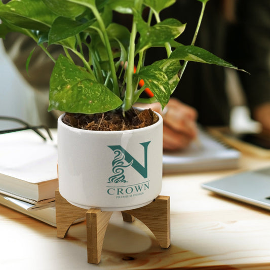 Planter with Bamboo Base- Price Includes printed logo