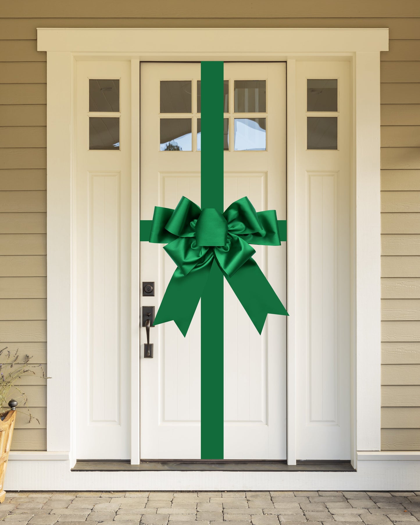 Satin Settlement Door Bow- New Green