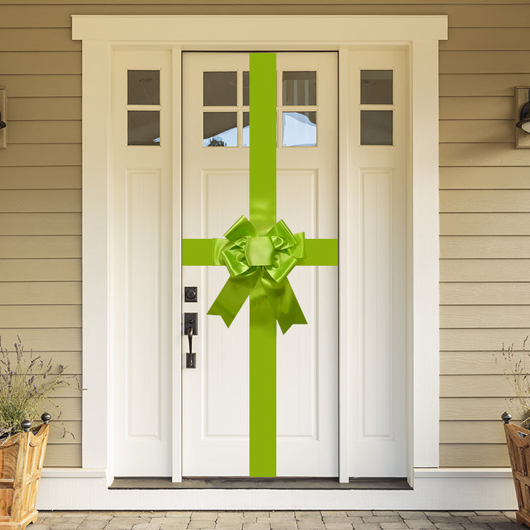 Satin Settlement Door Bow- Lime Green