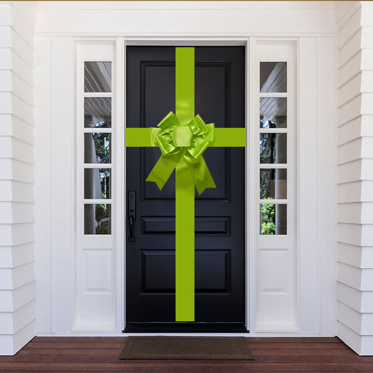 Satin Settlement Door Bow- Lime Green