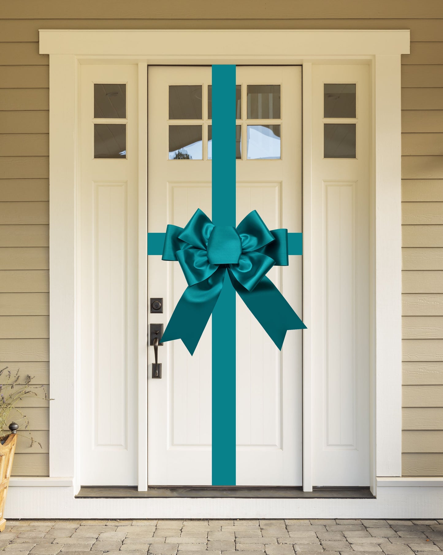 Satin Settlement Door Bow- Festive Green