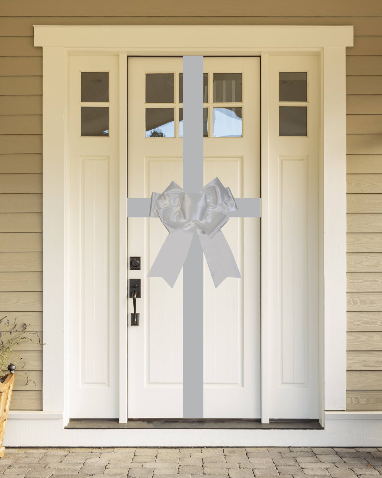 Satin Settlement Door Bow- White