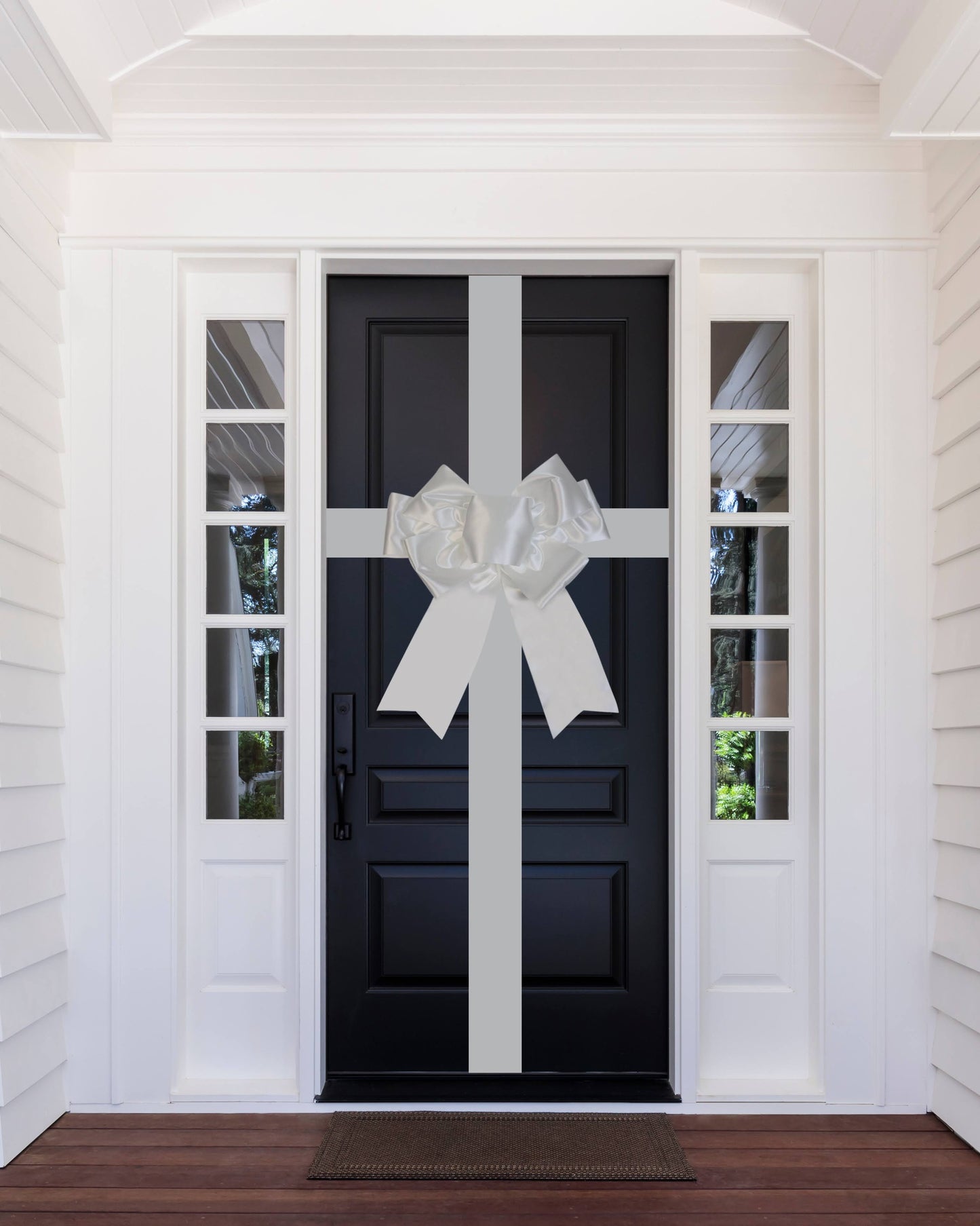 Satin Settlement Door Bow- White