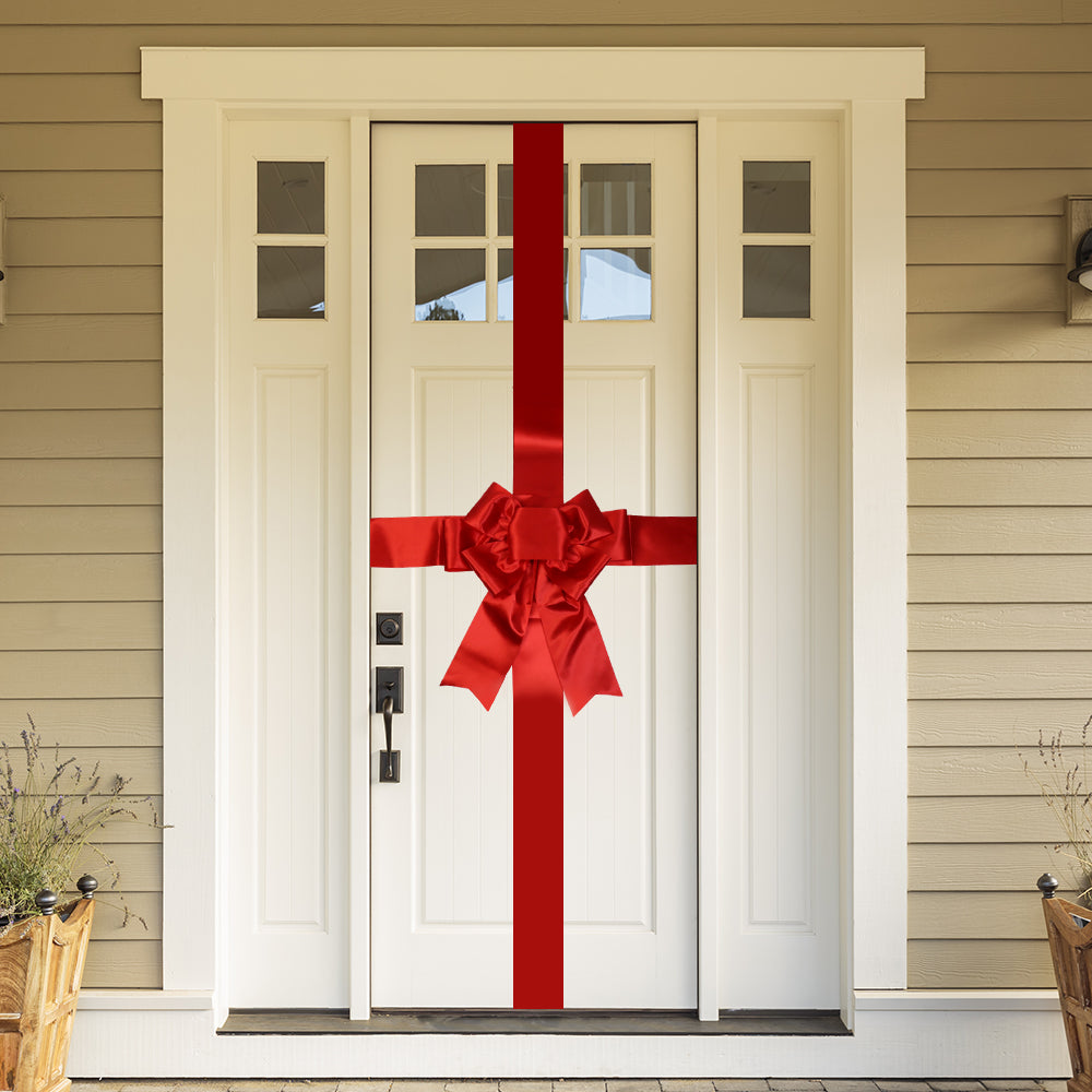 Satin Settlement Door Bow- Red