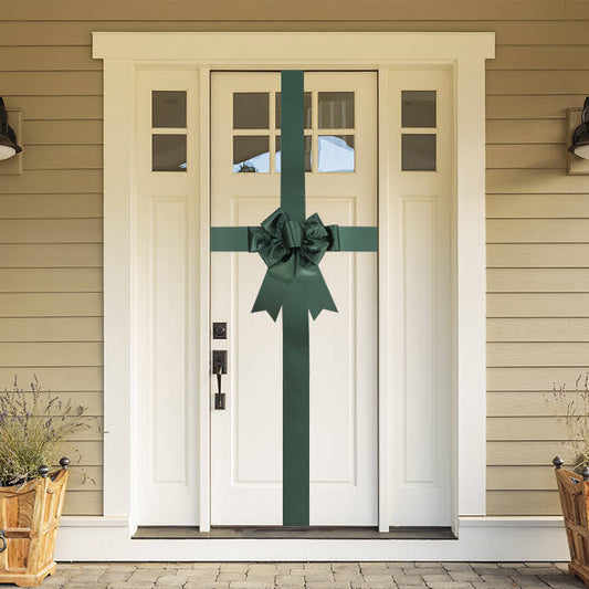 Satin Settlement Door Bow- Dark Green