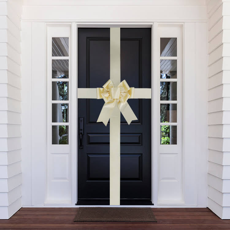 Satin Settlement Door Bow- Cream/Champaign