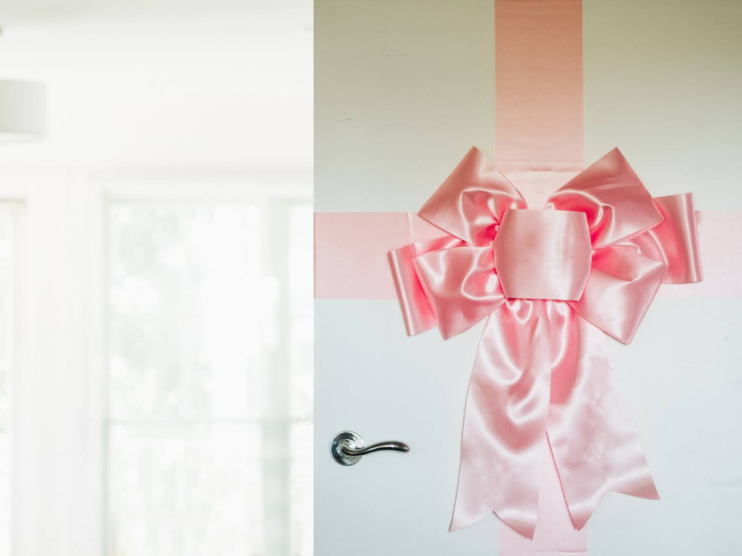 Satin Settlement Door Bow- Baby Pink