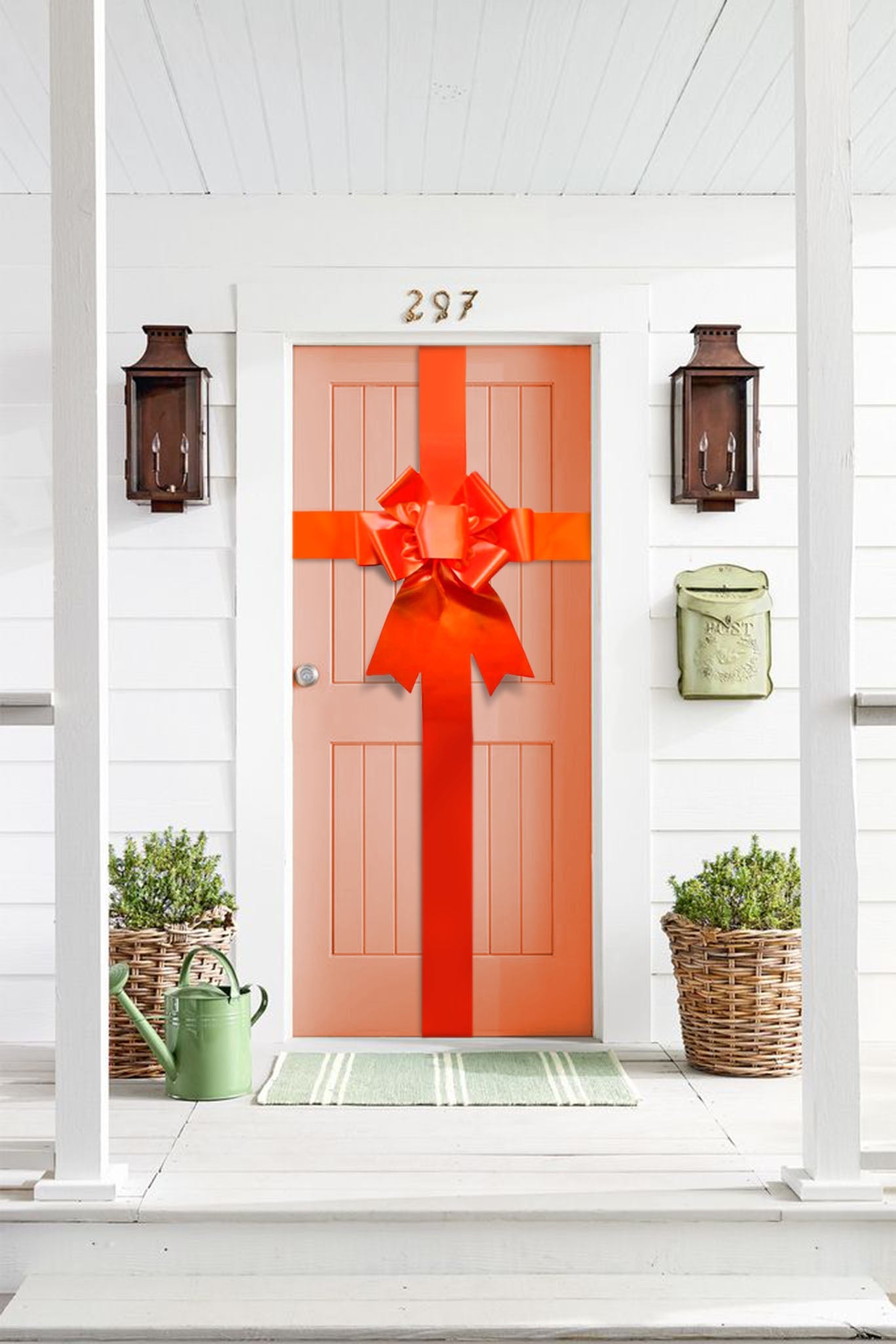 Satin Settlement Door Bow- Orange